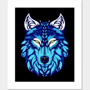 blue wolf Posters and Art